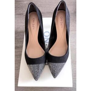 On 34th Black Jeules Black Silver Pointed-Toe Slip-On Pumps Women